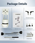 Package details with Alt-Azimuth Telescope Mount With Adjustable Angle, Lightweight 2.34kg CNC Hollow Design, manual, and tools.