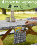 Fitted Waterproof Picnic Table Cover Set With Bench Covers Heavy Duty Elastic Outdoor Tablecloth With Storage Pockets