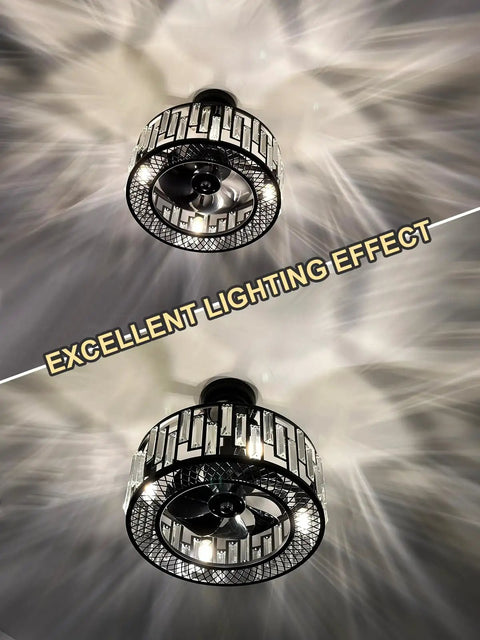 Gold Caged Ceiling Fan Light With Remote Control For Living Room And Kitchen Industrial Brass Fixture 18 Inch 4 E12 Sockets