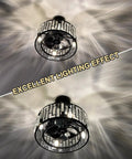 Dope Crystal Caged Bladeless Ceiling Fan Light Sleek Modern Black Fandelier With Remote Control 8 Crystal Blades 6 Speed