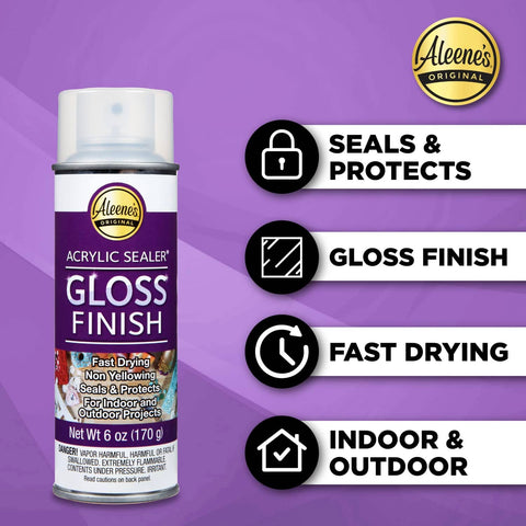 Spray Gloss Finish Acrylic Sealer 6 Oz Clear Coat For DIY Indoor And Outdoor Projects, Durable Protective Gloss, Easy Spray.