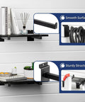 16 Pack Heavy Duty Tube Slatwall Shelf Brackets With Lip For Garage, Retail Or Home Storage shown holding shelves