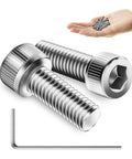 Tough As Nails M4 Screw Bolt Kit featuring 304 stainless steel hex socket cap bolts and Allen spanner, with bolts in hand.