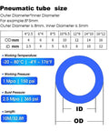 Top Shelf Polyurethane Pneumatic Air Hose And Flexible Compressor Piping 10 Meter Roll Black size chart and specifications