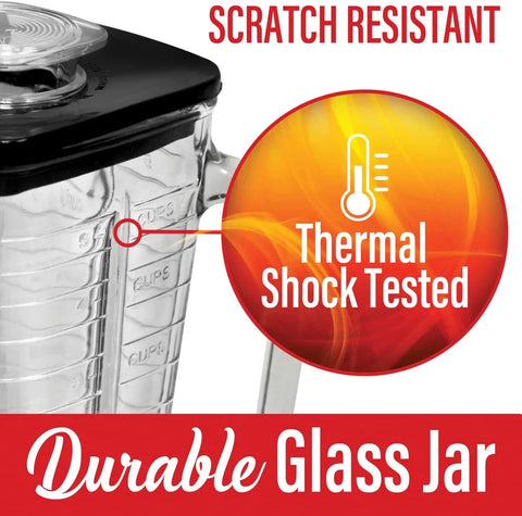 Replacement Glass Jar Set For Oster Blender 1.2 Liter Capacity Clear Fits Oster Blenders with thermal shock tested feature.