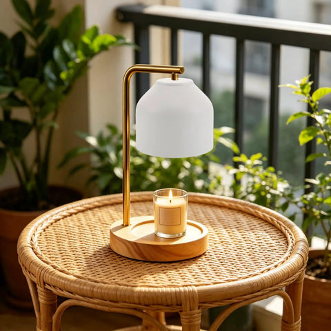 White Iron Candle Warmer Lamp Cover With Detachable Design And 10mm Hole Diameter For Bedside Tables And Small Apartments Space Saving Modern Minimalist Farmhouse Lampshade Spare Part, white metal shade on gold warmer
