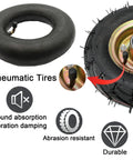Two Pack Pneumatic Rubber Wheel Casters With Swivel And Fixed Steel Brackets Featuring Rock Solid Double Ball Bearings And Slick Rolling For Heavy Duty Carts showing pneumatic tire with valve stem.
