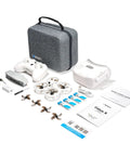 ELRS V3 Cetus X Betaflight FPV Kit with LiteRadio 3 transmitter, VR03 goggles DVR, and accessories laid out neatly