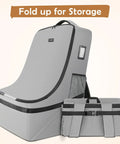 Gate Check Car Seat Travel Bag With Padded Interior For Air Travel shown folded in grey for easy storage