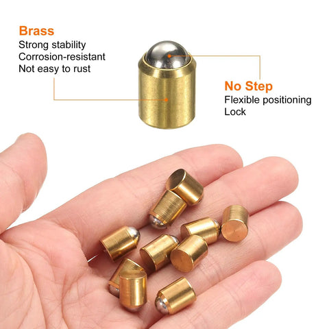 10 Pack Brass Ball Point Spring Plungers 10x13mm For Doors Cabinets And Furniture, Ball Catch Latch Mechanism, No Step Positioning Beads, Heavy Duty Corrosion Resistant Brass For Mechanical Devices, brass spring plungers in hand