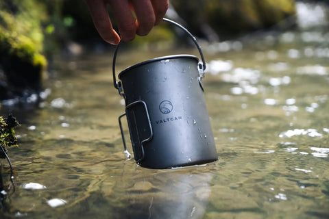 Ultra Lightweight 900ml Titanium Camping Pot And Mug With Lid And Mesh Bag Drink Directly From One Pot 134g