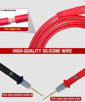 Long Silicone Multimeter Test Leads Kit with copper wires and sharp probes, 1000V 20A safety features visible