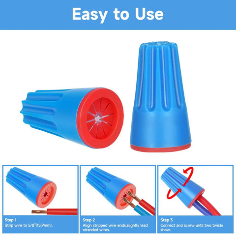 Waterproof IP65 Wire Electrical Connectors 22 AWG To 14 AWG Outdoor Seal Cap Twist Nuts Cable Terminal Connector steps