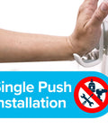 Power Lock Suction Cup Hook for shower installation with hand applying pressure, no tools needed, 11 lb capacity, easy setup.