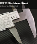 Blade Style Electronic Caliper For Small Grooves, stainless steel measuring tool showing narrow blade jaws detail