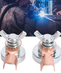 Heavy Duty Magnetic Welding Ground Clamp Set With Strong Suction Brass And Stainless Steel Heads for metalwork setup.