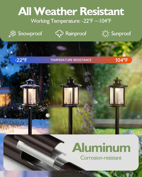 Sweet Low Voltage Outdoor Pathway Lighting Kit 12V 3000K Warm LED Walkway Lights With Crackled Glass Orb Finish under temperature range chart