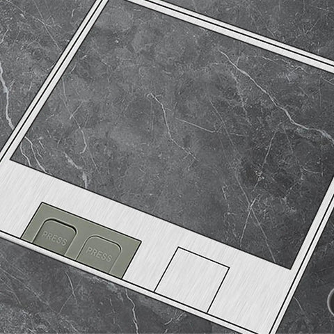 Sleek Recessed Floor Electrical Outlet Kit With Flat Concealed Design And Dead Simple Spring Loaded Lid Tough Silver Receptacle for tile floor.