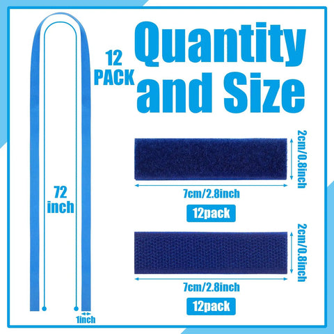 Complete 36 Piece Solar Cover Reel Attachment Kit For Inground Swimming Pool Rock Solid Strap And Clip Setup With Blue Hook Loop Fasteners total 12 blue straps measuring 72 inches.