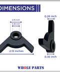 Refrigerator Door Stop Bushing Black Hinge Cam PD940091 Replacement Part dimensions view, showing size and shape for fitment.
