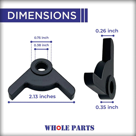 Refrigerator Door Stop Bushing Black Hinge Cam PD940091 Replacement Part dimensions view, showing size and shape for fitment.