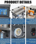 High Speed Semi Automatic Right Angle Corner Labeling Machine, Digital Plc Touch Screen, shows control panel and dispensing mechanism.