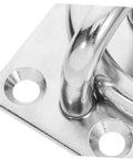 Close-up of Heavy Duty Stainless Steel Pad Eye Plate Hook Ring Ceiling Mount Anchor for Hammocks Boats and Trailers 4 Inch Size