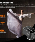 Ballet dancer with X3S Wireless Flash Trigger For Sony Cameras With 2.4G X System, TTL Auto Manual Multi Flash, High Def OLED Screen.