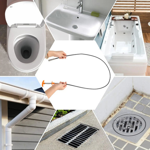 63 Inch Drain Snake Hair Clog Remover Tool With Flexible Grabber Claw Reach For Kitchen Sink Toilet Shower Tub Drains Unclog Hairy Clogs Fast No Fuss Durable Spring Steel Reacher Cleaner For Sewer And Drain