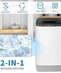Fully Automatic Portable Washing Machine With Built In Drain Pump And Hands Free Spin Cycle Top Shelf Laundry Solution For Dorms Rv And Small Apartments showing water in drum.