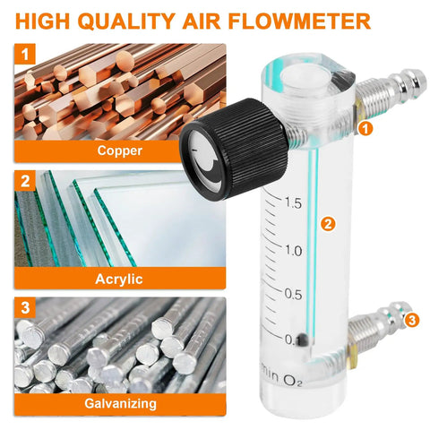 Go To Oxygen Flow Meter 0.1 to 1.5 LPM Gas Regulator with copper connector and acrylic body for lab and medical use