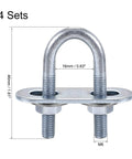 Heavy Duty Round U-Bolts Set Of 4 With Nuts, Plates And Washers, 0.63 Inch Inner Width, 46mm Length, M6 Thread, Steel U-Bolt Hardware