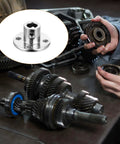 Front view: four 6mm rigid flange shaft couplers with set screws; stainless steel for DIY RC motors