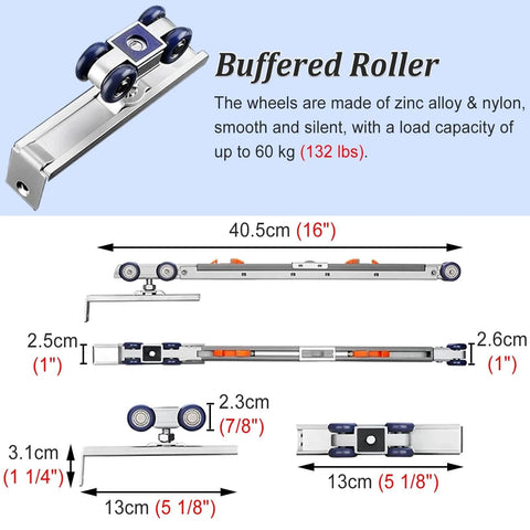 Detailed view of Soft Close And Open Interior Sliding Door Rail Kit With Hardware, Bypass Barn Door Hidden Track System.