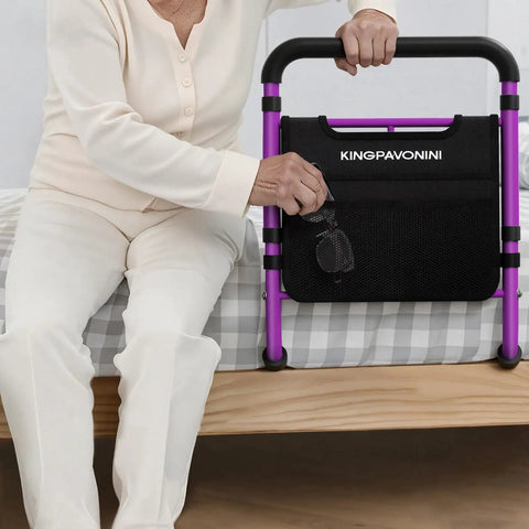 Rock Solid Bed Rails For Elderly Safety With Tool Free Setup, Adjustable Design, Non Slip Ergonomic Handle, Handy Storage Pocket