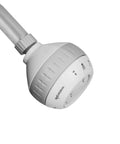 Massage Shower Head With Six Modes And Easy DIY Installation, 1.8 GPM White, Model SM 621E, side view on shower arm