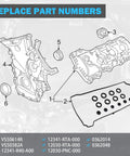 Leak-Proof Valve Cover Gasket Set For 2.0L 2.3L 2.4L Honda Accord Civic CR-V Element Crosstour Acura CSX ILX RDX RSX TSX Replaces VS50614R 12341-R40-A00 Oil Seal Kit That Stops Leaks And Creeping Oil Drips. Valve cover gasket set with seals and part number replacements