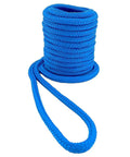 Boat Dock Rope For Quick Mooring And Replacement, Double Braided Marine Line, blue, shown coiled, easy to use, 7.62m length