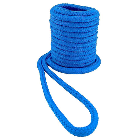 Boat Dock Rope For Quick Mooring And Replacement, Double Braided Marine Line, blue, shown coiled, easy to use, 7.62m length