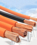 Straight-Up Solid 1500V High Voltage EV Wire, Premium Oxygen-Free Copper Charging Cable With XLPE Jacket, 65 Ft, showing copper strands and insulation.