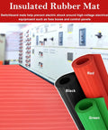 Built Tough Heavy Gauge High Voltage Insulating Rubber Mat Dielectric Non Conductive Switchboard Floor Roll Black Corrugated Anti Shock Workzone Defender displayed with red and green options.