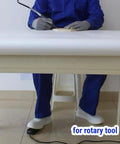Person using foot switch pedal momentary normally off press and hold to on 10 ft cord for hands-free rotary tool operation.