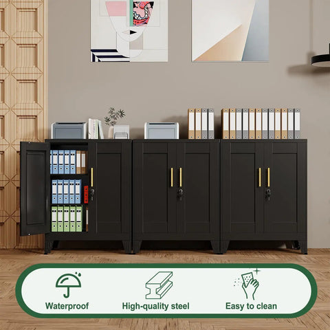 Built Tough Black Metal Storage Cabinet 36 Inch Tall Locking Unit With Adjustable Shelves And Three Flexible Storage Zones Slick No Hassle Setup Ultimate Garage And Closet Upgrade