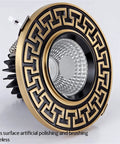 Close-up of Nine Pack Slim Led Recessed Lighting Trims with brass trim, showcasing its smooth dimming and adjustable color temp features.