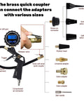 Beefy Pro Grade Heavy Duty Air Tool Kit With Digital Tire Pressure Gauge Inflator Blow Gun And Hose Fittings One Quarter Inch NPT