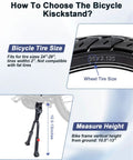 Adjustable Double Leg Bike Kickstand For 24 To 29 Inch Bikes Aluminum Alloy Non Slip Center Mount Stand measurement guide.