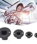 Ultimate Low Profile Socket Adapter Kit 4 Piece Set Heat Treated Steel Stackable Design For Auto Repair And Diy Projects Fast Tool Transitions in black, 3/4, 1/2, 3/8, and 1/4 inch