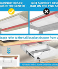 No Sweat Under Desk Drawer Storage With Heavy Duty Steel Tray And Secure Copper Lock For Papers Laptops And Pencils Plus Silent Ball Bearing Slides. Image shows installation guide for desks.