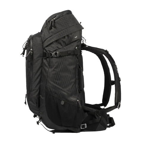Side view of 80L Adventure Camera Backpack For DSLR And Cinematography Gear With Cine Master ICU And Gatekeepers, Anthracite Color