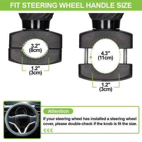 Universal Steering Wheel Knob Power Handle Spinner size guide for cars, trucks, forklifts, 3.2-4.3 inch fit